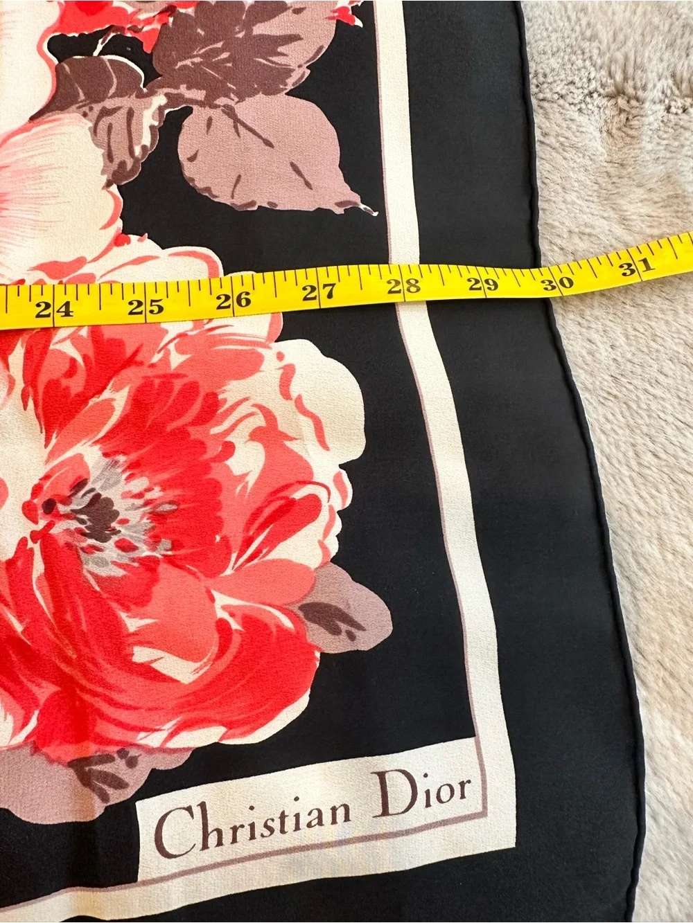 Dior Black and Cream Silk Scarf